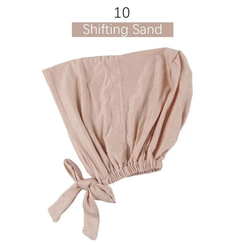 Solid Color Elastic Tie-Back Modal Undercap Hijab Scarf Adjustable Kufi Cap