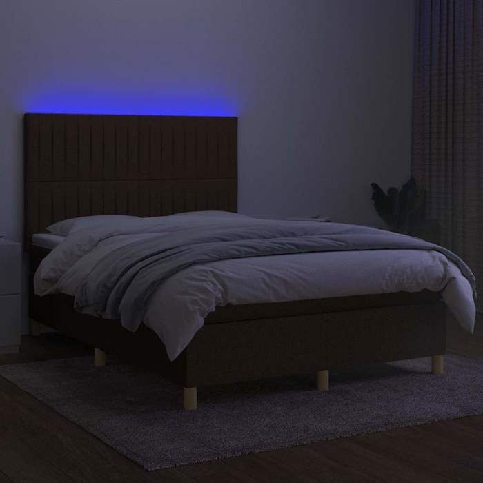 Maison Exclusive - Sommier à lattes de lit matelas et LED Marron foncé 140x190 cm
