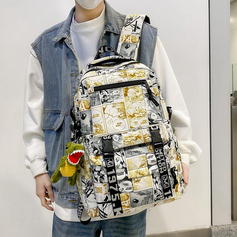 Student Skolesekk Herre Graffiti Trykk Ryggsekk Dame Stor Kapasitet Ryggsekk