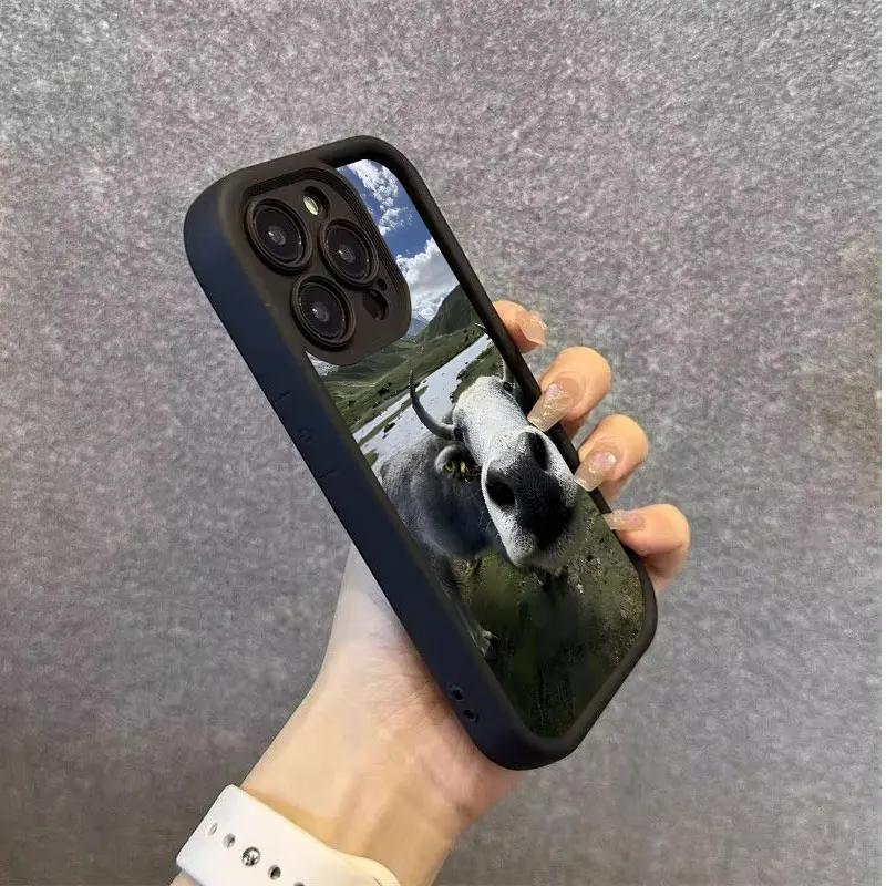 Luxtury Cute Cow Phone Case For iPhone 11 12 13 14 15 16 Pro Max X XS XR 7 8 Plus SE2020 Shockproof Soft Silicone Bumper Cover