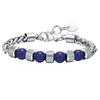 Herren Armbänder mit Perlen, Armband mit Gliedern aus Edelstahl und Natursteinen, Weihnachts- und Geburtstagsgeschenke für Papa, Ehemann, Sohn
