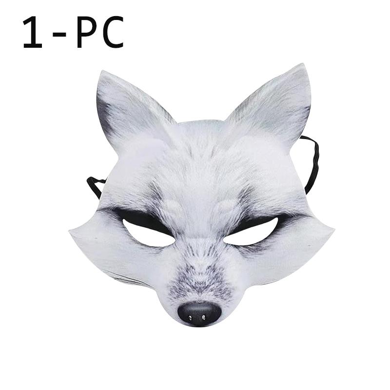 

1/3/6Pcs Half Face Halloween Mask Halloween Animal Mask Half Face Fox White Wolf Mask Animal Male And Female Half Face Masks