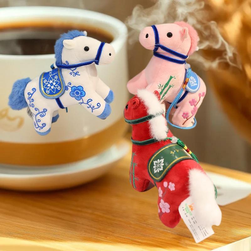 1 Piece 2026 Year Of The Horse Mascot Plush Toy Pendant Soft Realistic New Born Gifts Pony Doll Home Decoration Ornament