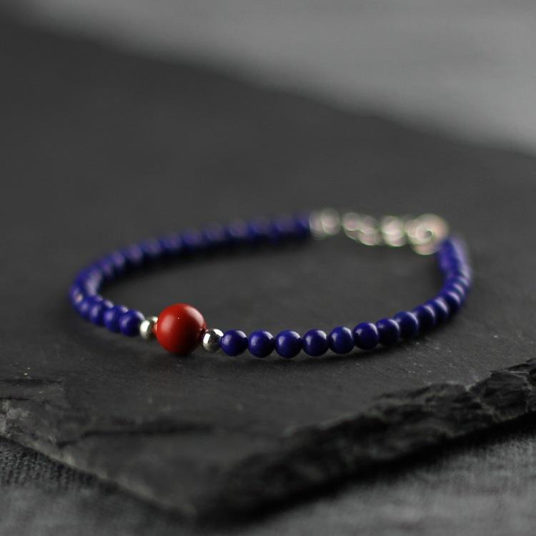 Delicate Natural Lapis Lazuli Bracelet for Women Taiwanese cinnabar9Silver Bracelet Starry Sky Crystal Bracelet