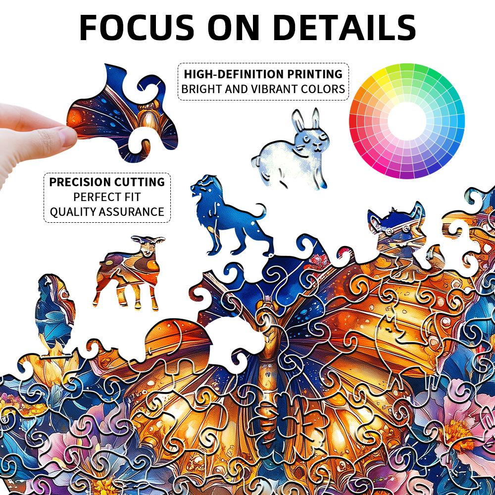 Wooden Puzzles for Adults Colorful Butterfly Jigsaw Puzzles  Unique Shapes Pieces Insects Puzzles Fabulous Gift for Kids and Adu