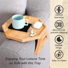 A25F-Sofa Armrest Tray, Wooden & Bamboo Folding Sofa Tray Table Use For Eating/Remote/Drinks/Phone (Round, Square)