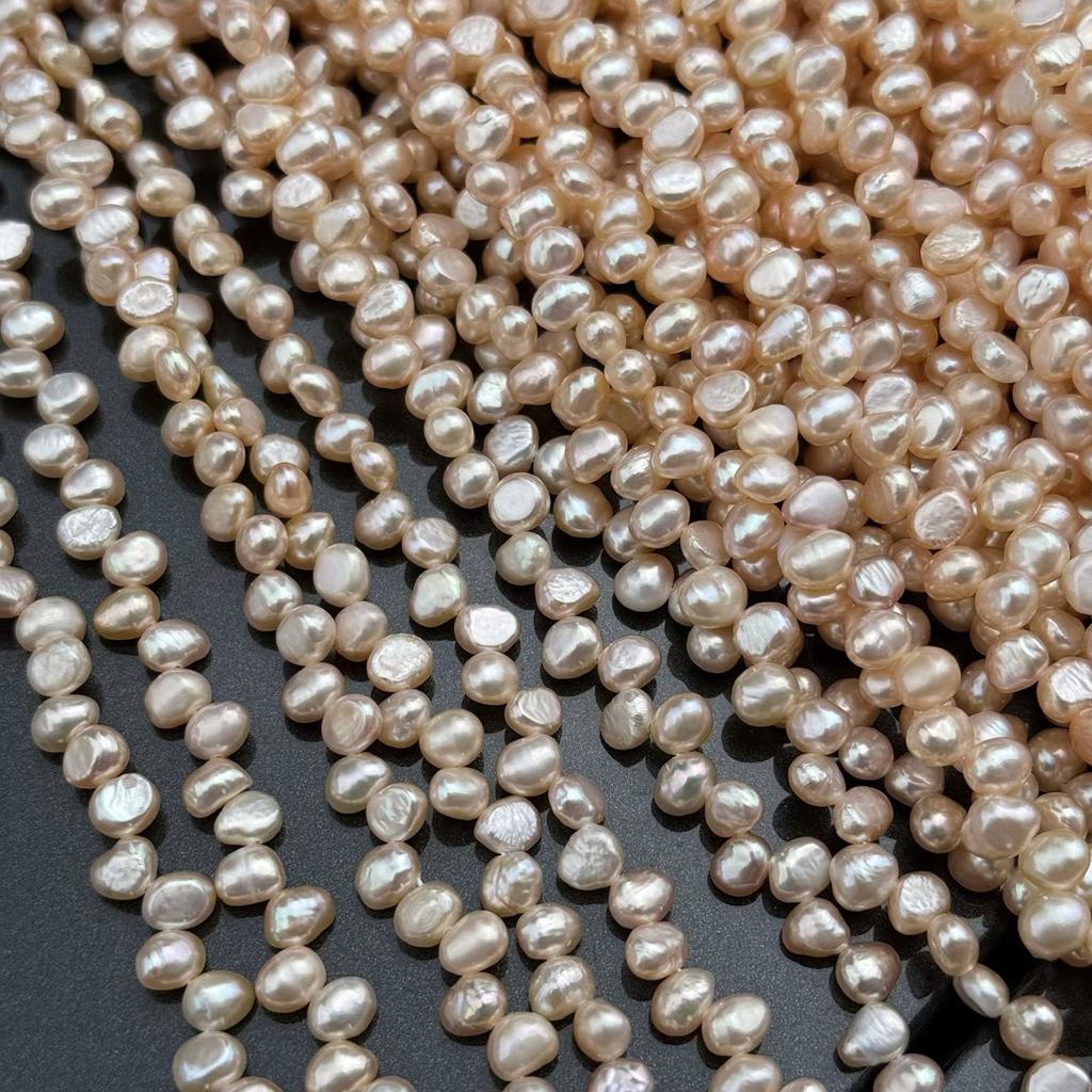 1String, White Purple Pink Natural Freshwater Pearls, Handmade Top Sided Drilled Hole Pearl Beads for Jewelry Making DIY (Beads 5-6mm, Length 36cm)