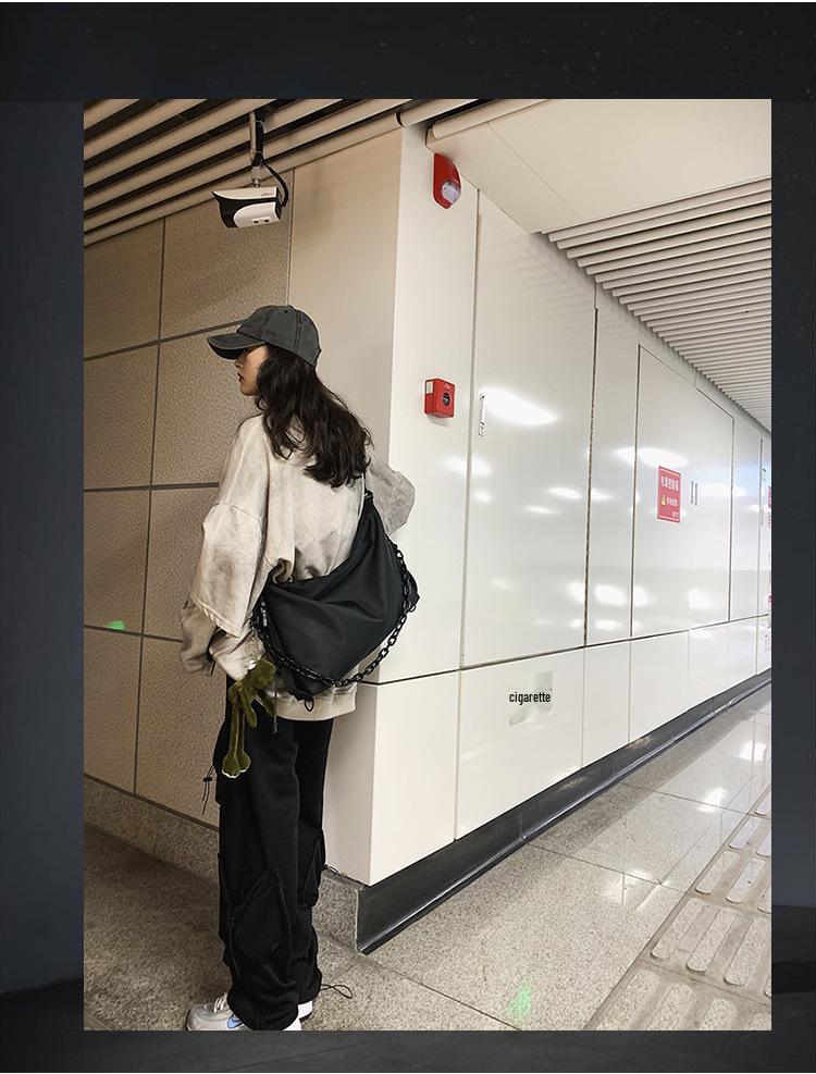 Unisex Hong Kong Style Black Crossbody & Tote Bag - Large Capacity for Men & Women, Ideal for Work or College