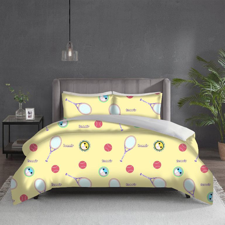 3D Digital Printing Sports Cartoon Football Three-Piece Set, Printed Bedding