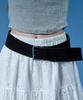 KOLEAT Suede Natural Cowhide Wide Layered Big Buckle Belt [Black]