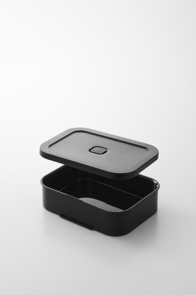 Yamazaki Frozen Rice Container Valve with Airtight Sealed Lunch Box L Black Tower Bento Box with Elastic Band and Dishwasher Safe 10638 &