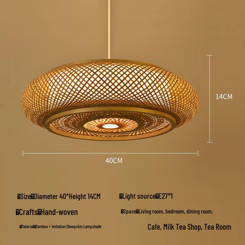 Zen Bamboo Pendant Lamp: Rattan Woven Japanese Tea Room Light