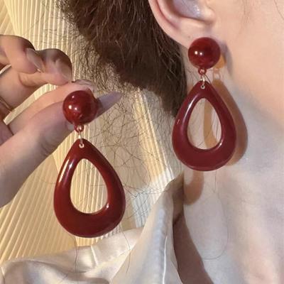 Orecchini a Bottone Vintage con Fiocco Rosso Ankela per Donna Coreani Ins Autunno Inverno Semplice Fiocco Geometrico Orecchino