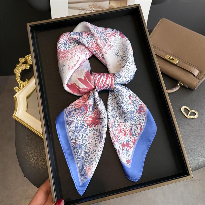 New Silk Scarf Neckerchief Women's Silk Square Scarf Luxury Summer Headband Lady Designer Silk Head Scarf Hair Band Tie Ribbon