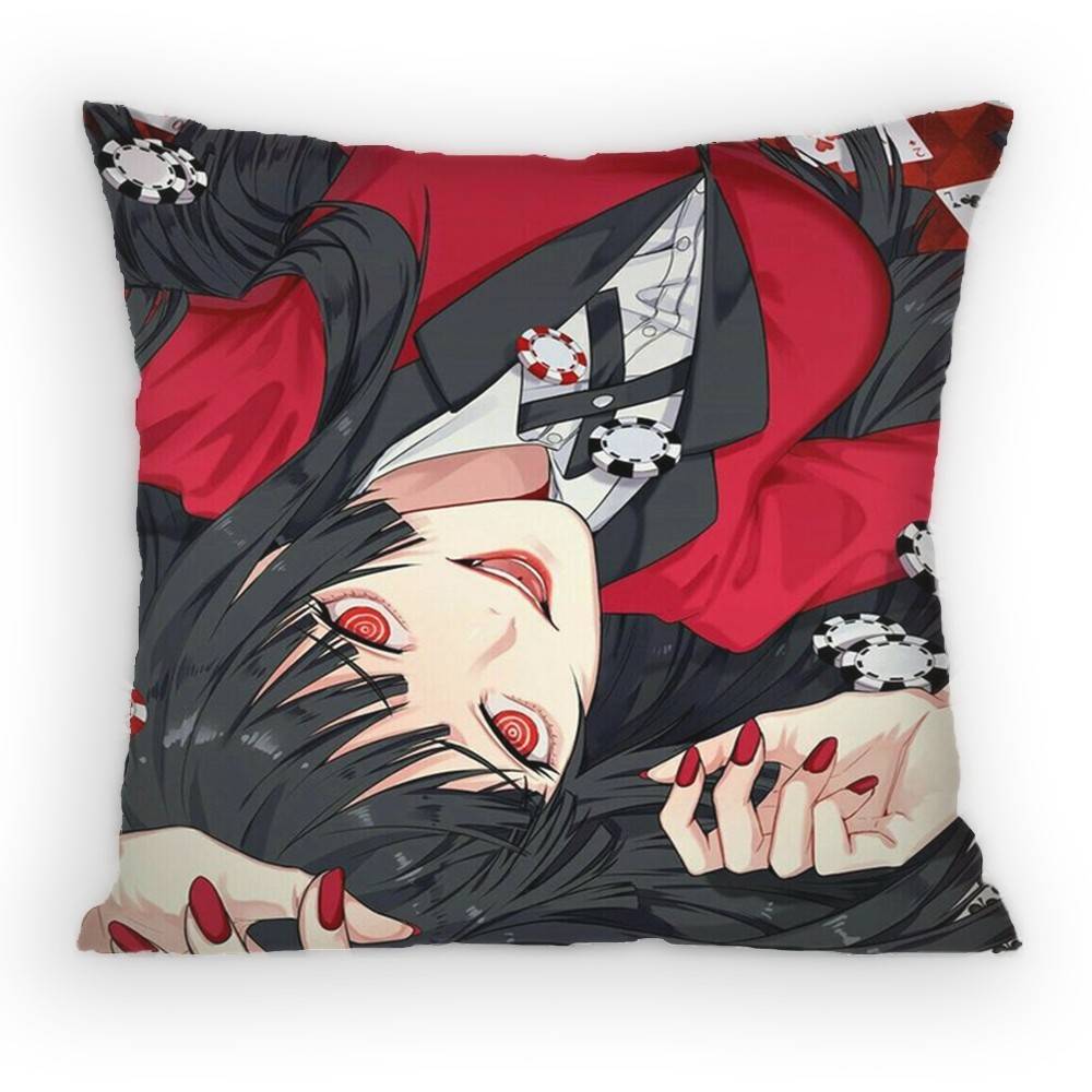 Anime KKakegurui Pillow Case Antidustmite Pillowcase Invisible zipper silky short plush Sofa cushion cover