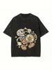 Unisex T-shirt Halloween Washed T-Shirt Men'S Pattern Y2K Washed T-Shirt Unisex Original Streetwear Short Sleeve St