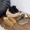 Handmade Short Boots Winter New Round Head Thick Sole Casual Solid Color Snow Boots Retro Velvet Thickened Cotton Shoes Women's Shoes