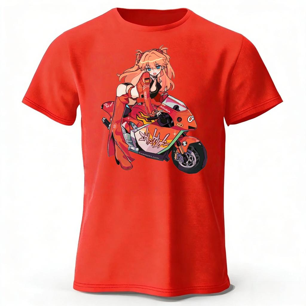 Fashionable Motorcycle Girl Printed Cotton Short Sleeves Summer Men's Soft Comfortable Oversized Loose Short Sleeves Top