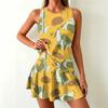 Casual Sleeveless A Line Dress for Women Tank Top Sunflower Print Skater Dress with Pockets XS To 4XL