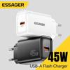 Essager Caricatore USB A 45W QC3.0 PD Ricarica Rapida Caricatore da Muro Per Samsung Galaxy S24 S23 Xiaomi 15 iPad Vivo Caricatore Rapido USB A