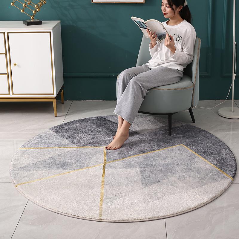Round Faux Cashmere Wabi-Sabi Rug for Living Room, Bedroom, or Office