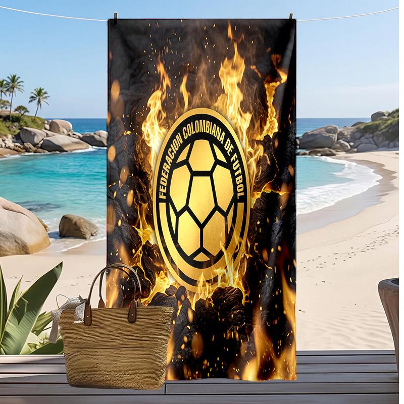 Colombia Football Print Beach Towel Quick Dry Super Absorbent Soft Bath Towel for Swimming Beach Travel Fan Souvenir Gift