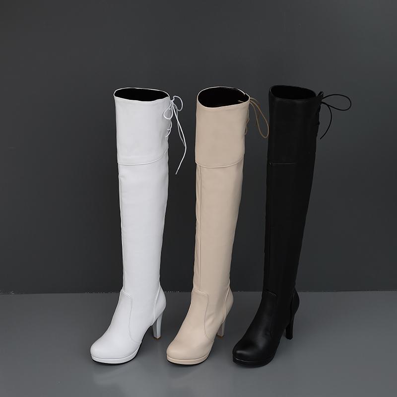 Women's high-heeled boots, sexy European and American style autumn and winter new waterproof table, fine-heeled large-size knee boots