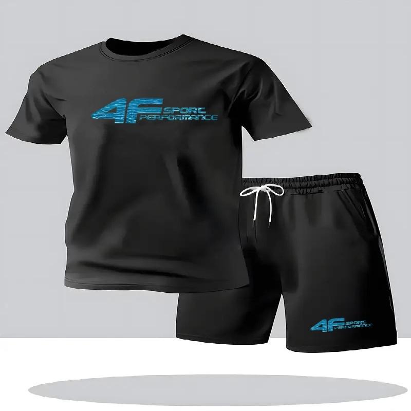 Herenpak 2-delige Set Mode Vrije Tijd Comfortabele Set Heren Inclusief T-shirts Korte Broeken Geschikt voor Sport Fitness Activiteiten Zomer