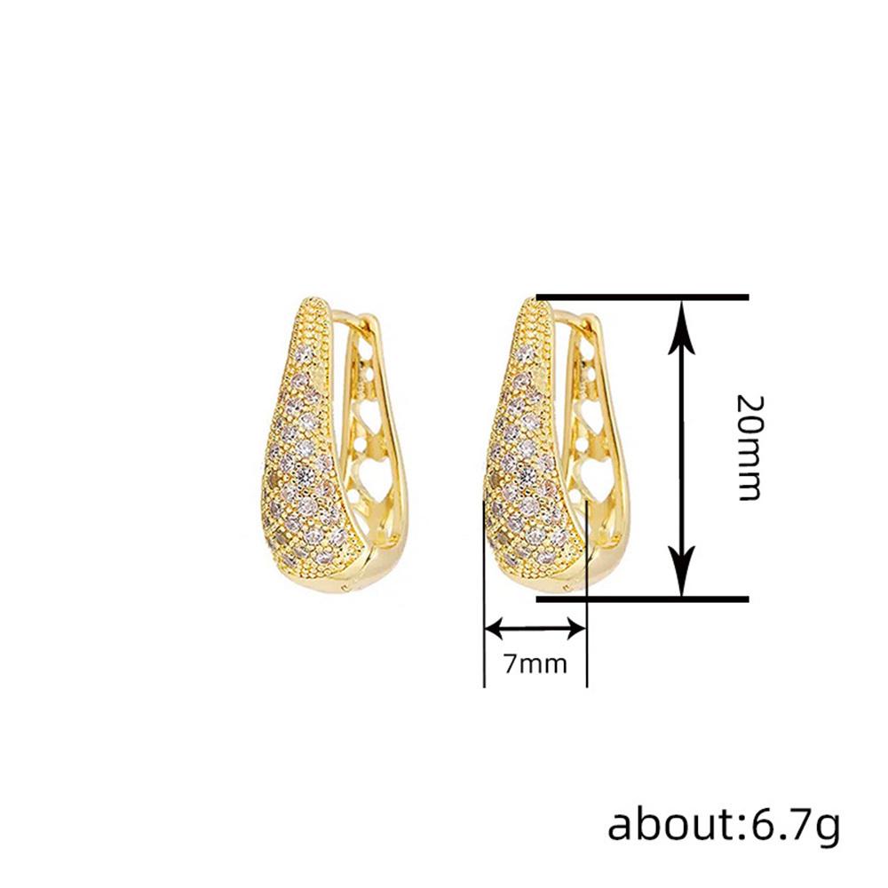 Luxury Female White Zircon Stone Hoop Earrings Vintage Fashion Gold Color Wedding Jewelry For Women