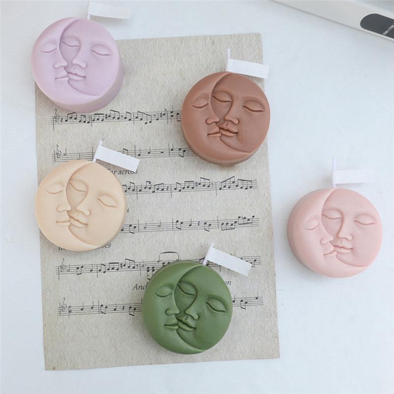J1UL1N Moon&Sun Face Candle Silicone Mold DIY Handmade Soap Candle Jewelry Craft Candle Mold Candle Making Supplies Craft Gift D