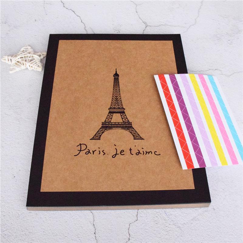 Korean Handmade Cowhide Eiffel Tower A4 Retro Photo Album
