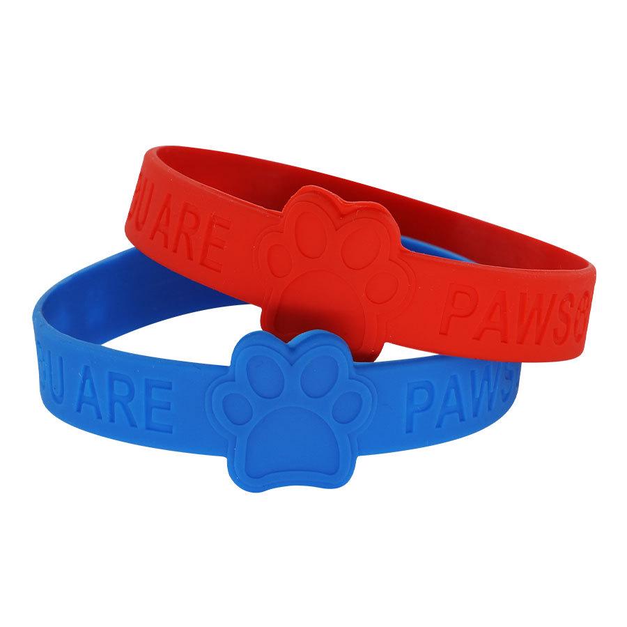 Custom Cartoon Dog Paw Silicone Wristband, Solid Color Engraved Small Gift Bracelet