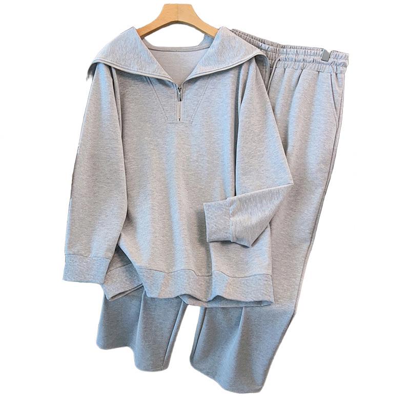 Plus Size Women's Stylish Slimming Hoodie and Long Pants Casual Set (Sizes 200-300 Jin)