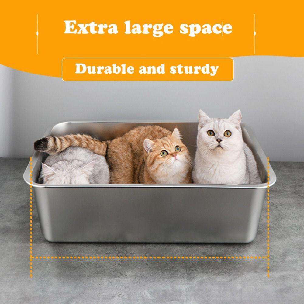 With Handle Litter Pan Open Top Cat Toilet Durable Cat Litter Box  Home