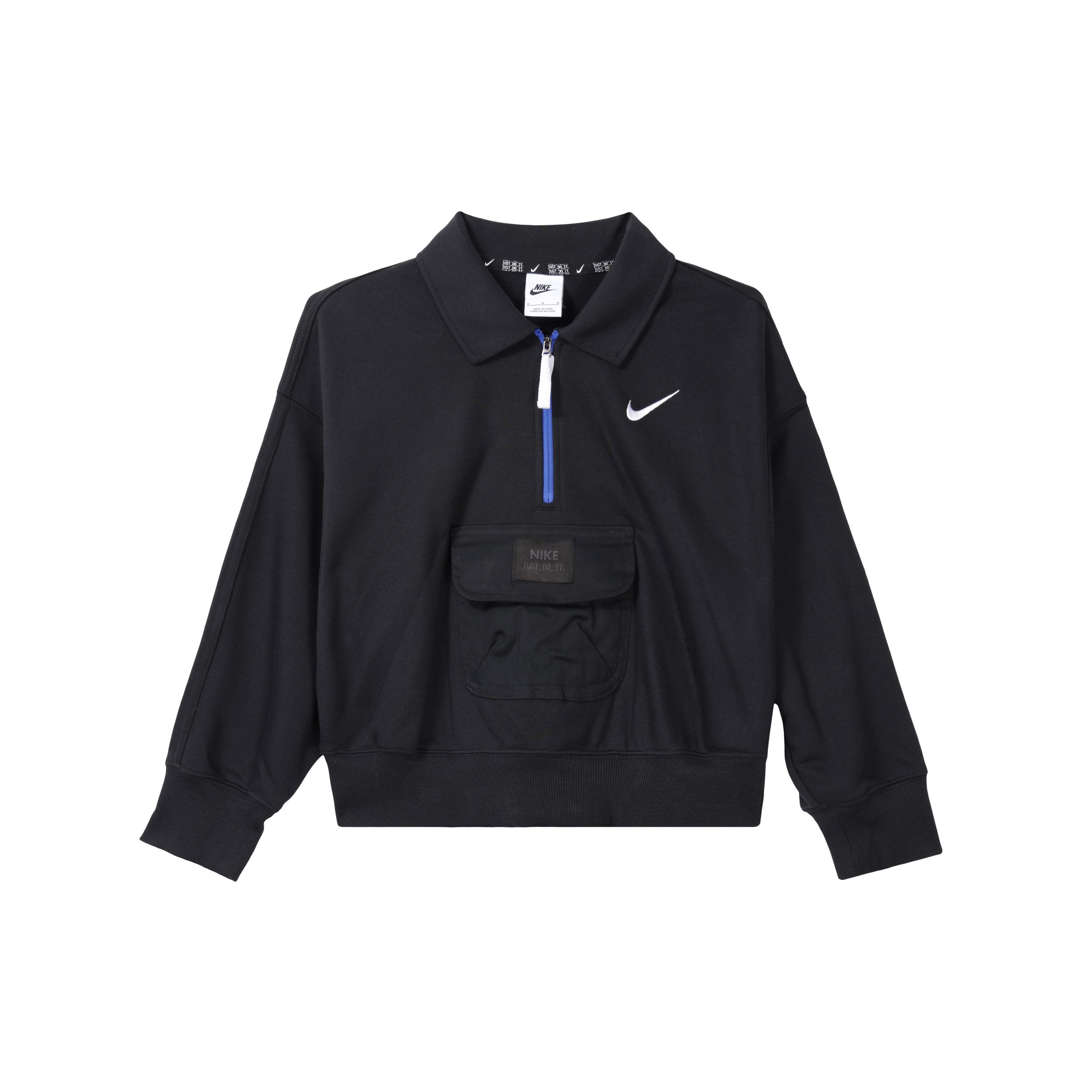 

Nike Sportswear City Utility Укороченный свитшот с логотипом и молнией до половины, женские топы, черный DV8021-010 S