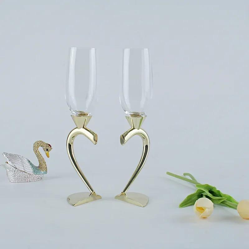 A Set Heart-shaped Crystal Champagne Glasses Wedding Gifts Party Couple Pairs Wine Accessories Tall Glasses Whiskey Glasses
