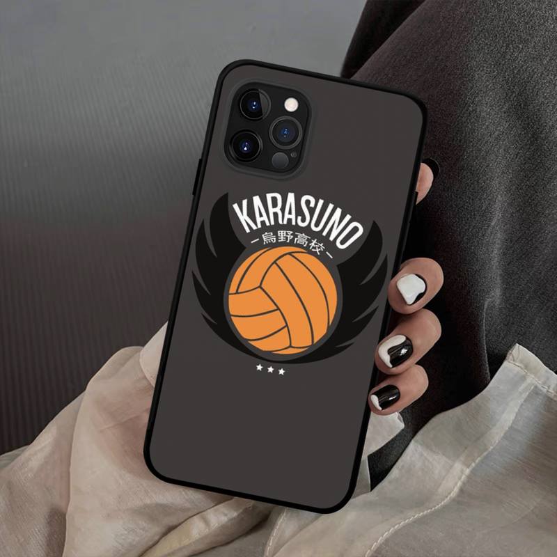 Anime Black Pouzdro na volejbal Haikyuu Silikonové měkké pro iphone 14 13 12 11 Pro Mini XS MAX 8 7 6 Plus X XS XR kryt