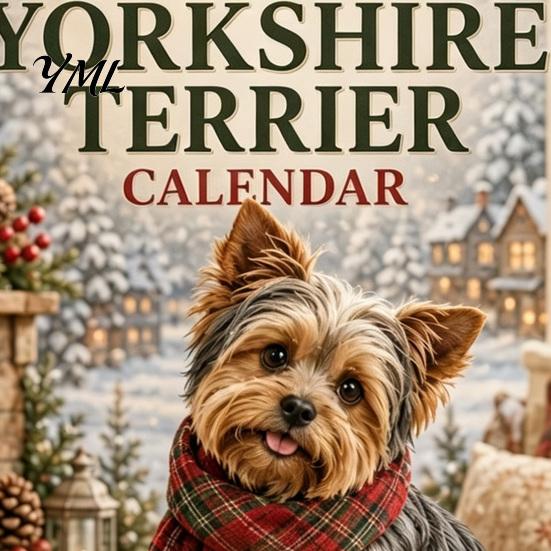 Heim Wanddekoration Yorkshire Terrier Kalender, 2027 Monats-Hängeplaner mit Metall Familienorganizer Doppelspirale für Büroorganisation