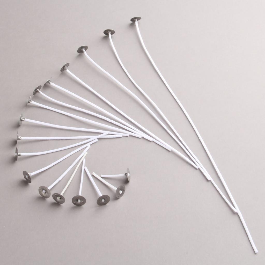 100Pcs Diameter-2mm Length 2.5-30cm Candle Wicks Cotton Core Pre Waxed with Sustainers for Candle DIY Making 17 Sizes Choose