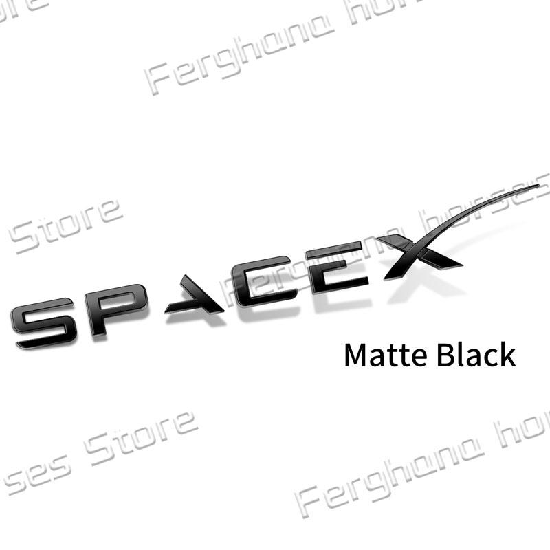 ABS Plastic 3D Car Body Fender Side Emblem Sticker Decor For SpaceX Letter Logo Rear Trunk Badge Decals Accessories