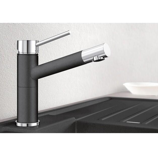 Смеситель Blanco Alta Compact Silgranit-Look черный/хром (526162)