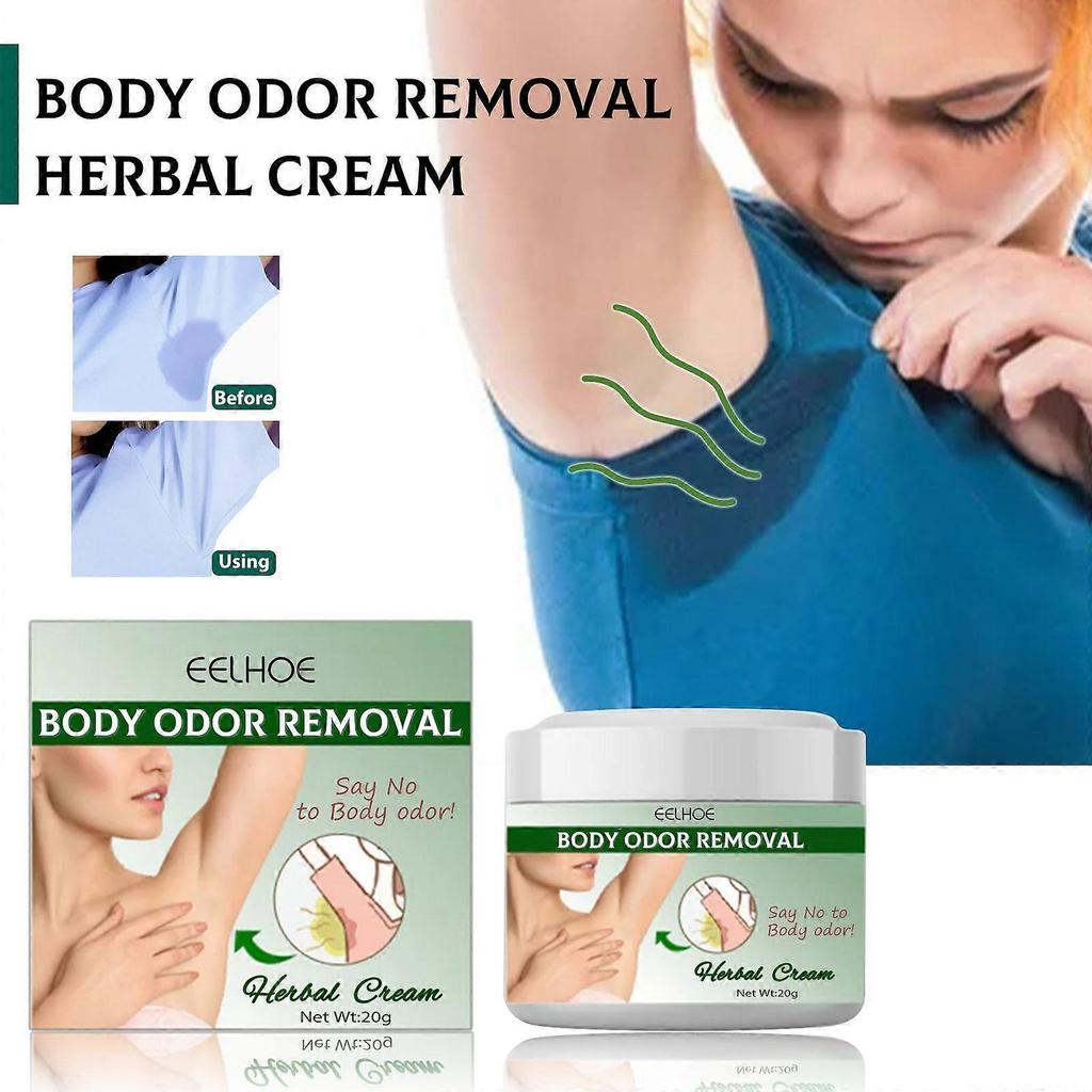 EELHOE Body Odor Removal Herbal Cream, Clean Armpit Odors For Long Lasting Fragrance Refreshing Portable Treatment Cream