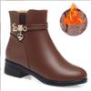 Winter Boots Genuine Leather Wedge Heels Women Snow Boots Famale Non-slip Warm Fur Ankle Boots Women's Casual Flat Shoes