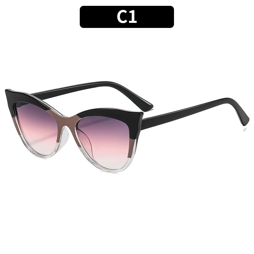 New Stylish Cat Eye Sunglasses, Splicing Color, Anti Blue Light, HD Ultra Light Eyewear, UV Protection for Outdoor Travel