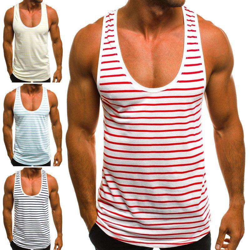 Premium Quality Men's Stripe Sleeveless Vest For Summer Beach Training And Gym