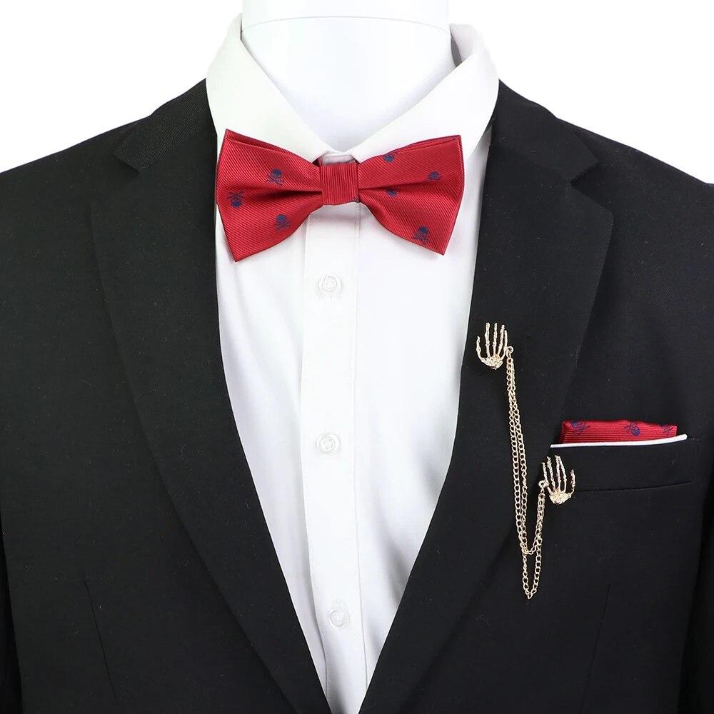 Набір краваток-метеликів, візерунок із зображенням черепа-дракона, чоловіки, платок із метеликами, брошка з китицями, весілля, вечірка на Хелловін,