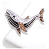Whale brooch, European and American fashion brooch, inlaid with rhinestones, drip oil, crystal collar brooch