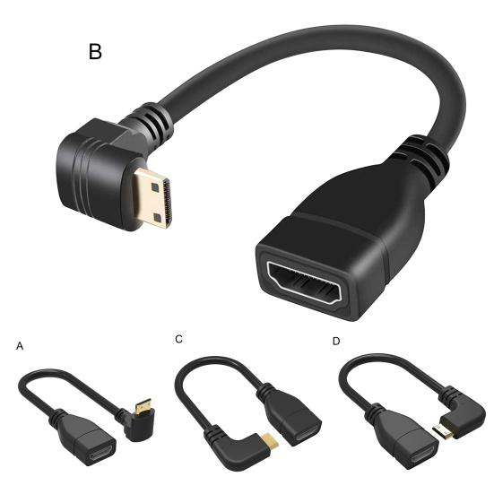 HDMI-compatible Extension Cable 20cm 90-Degree Right Angle Type PVC Male To Female Adapter Cord for TV