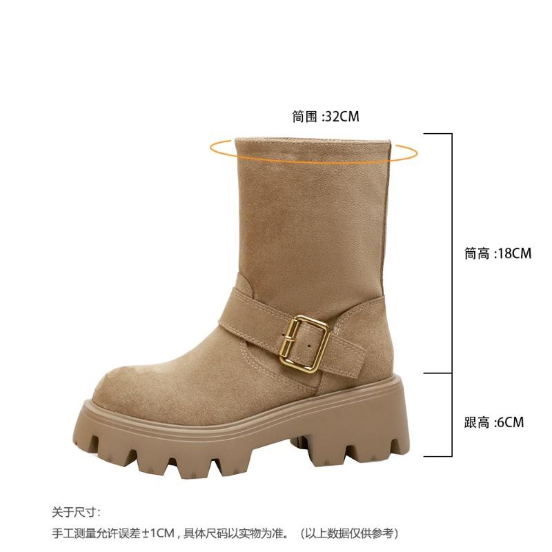 

Leather thick-soled cm-heeled high Martin boots women s autumn and winter new retro locomotive belt buckle thick-heeled versatile knight boots 39