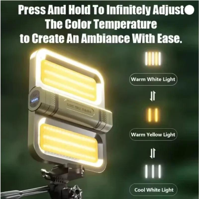 Luz de Acampamento LED Recarregável para Exterior Esticável Extra Longa Dobrável Alto Brilho À Prova D'água Tenda Lanterna de Busca Portátil Acampamento